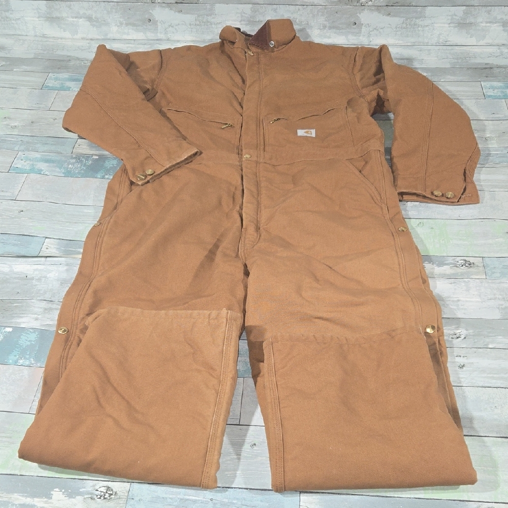 Carhartt Red Quilted Insulated Brown Coveralls X01 Size 46 Regular